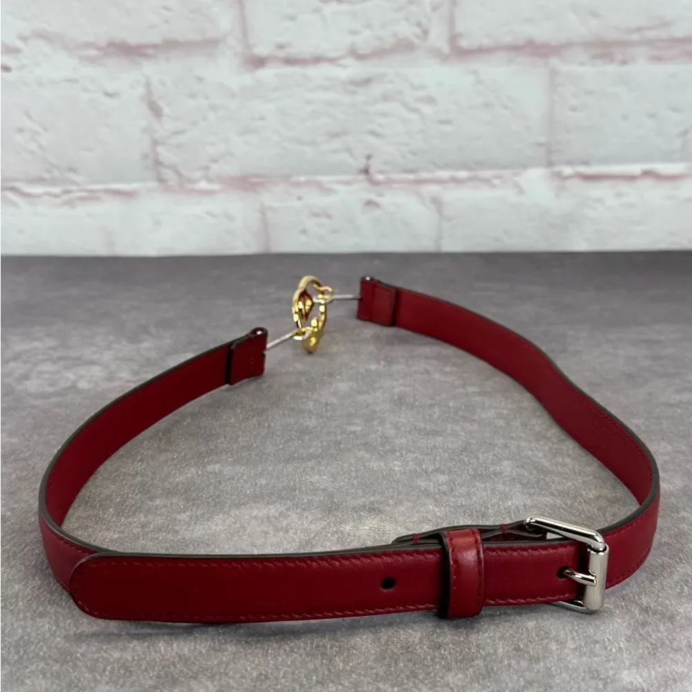 Gucci Red Leather Belt Interlocking Gold Buckle 636902 75/30